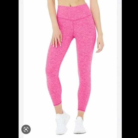 Alo Yoga Sz. M AloSoft Highwaist 7/8 Highlight Legging in Neon Pink Heather