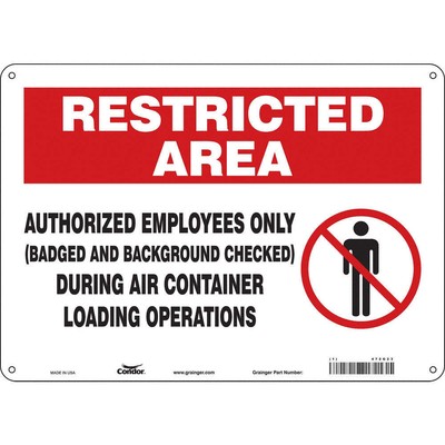 CONDOR 472G23 Safety Sign,10 inx14 in,Aluminum 472G23