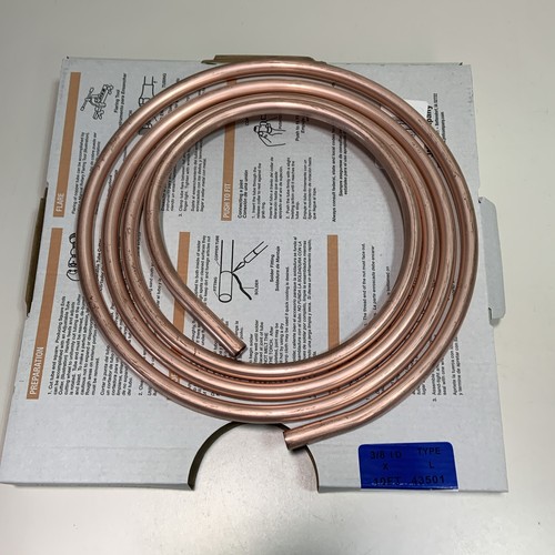JMF Company Copper L Type Tubing 3/8 I.D.x1/2 O.D. in.x10 L ft.