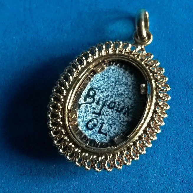 Pendentif Vintage Doré émaillé Fleurs - Signé GL - 2,5 X 2 Cm - Neuf