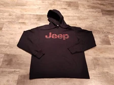 Jeep Black Hoodie Buffalo Plaid "Jeep" Size Large Mens Cotton Polyester Cabin