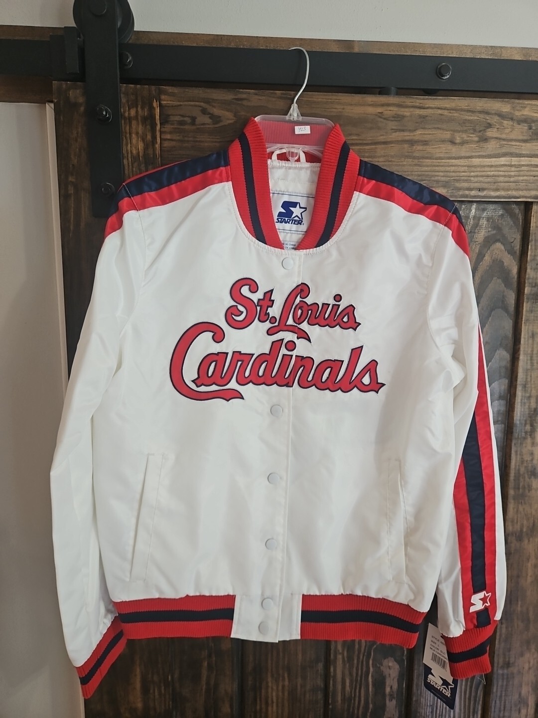 Womens/young Teen Satin Large ST. LOUIS CARDINALS Starter Snap Jacket WHITE