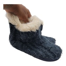 Abercrombie Fitch Shoes Womens Size 11/12 Faux Fur Boots Knit Slipper Bootie