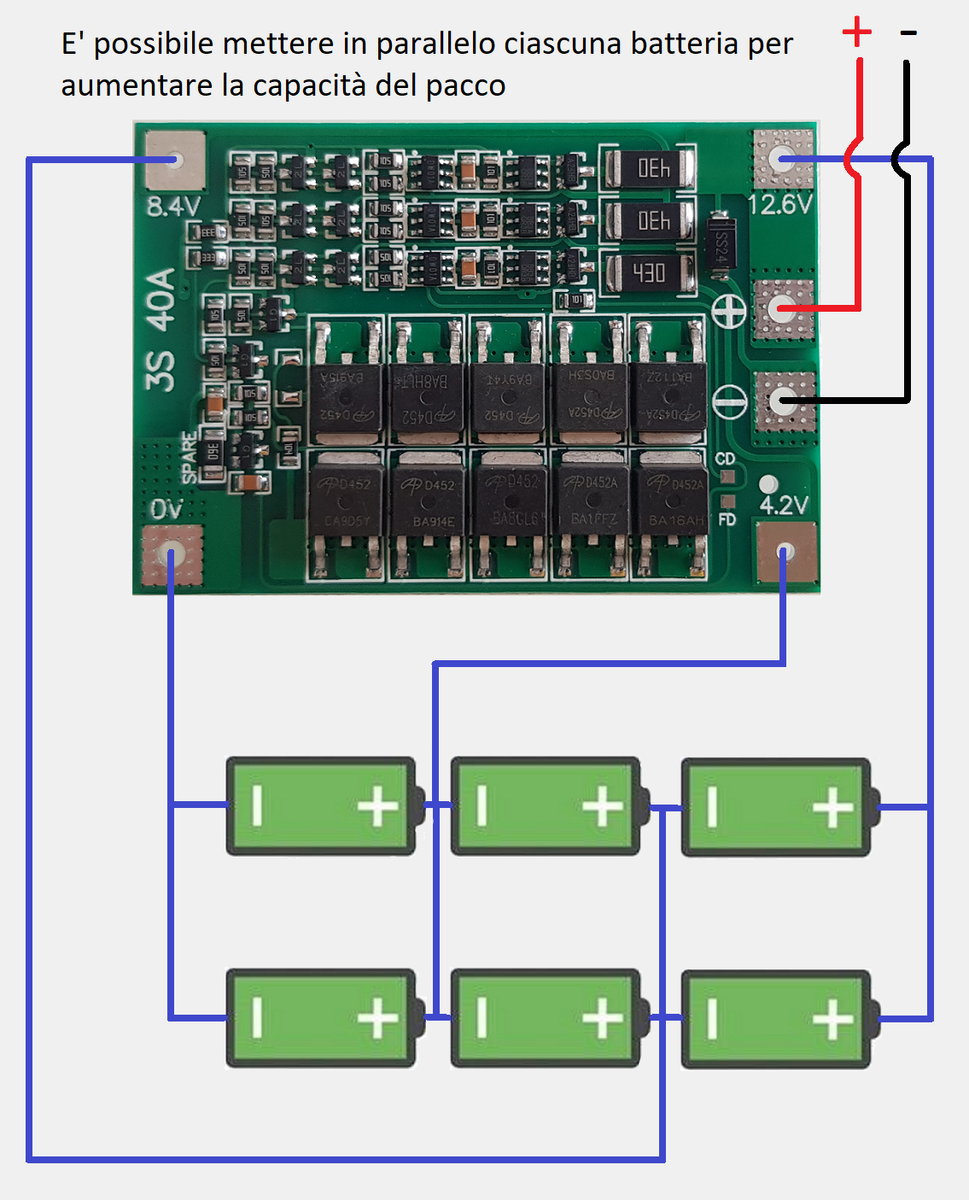 Batteria 36v Scheda Protezione BMS 35A 36V Per Batterie Litio 18650 - Con Bilanciamento E Dissipatore Bms 10s - Foto 6