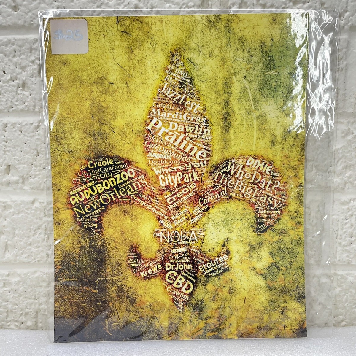 New Orleans Word Cloud Fleur De Lis Yellow 8