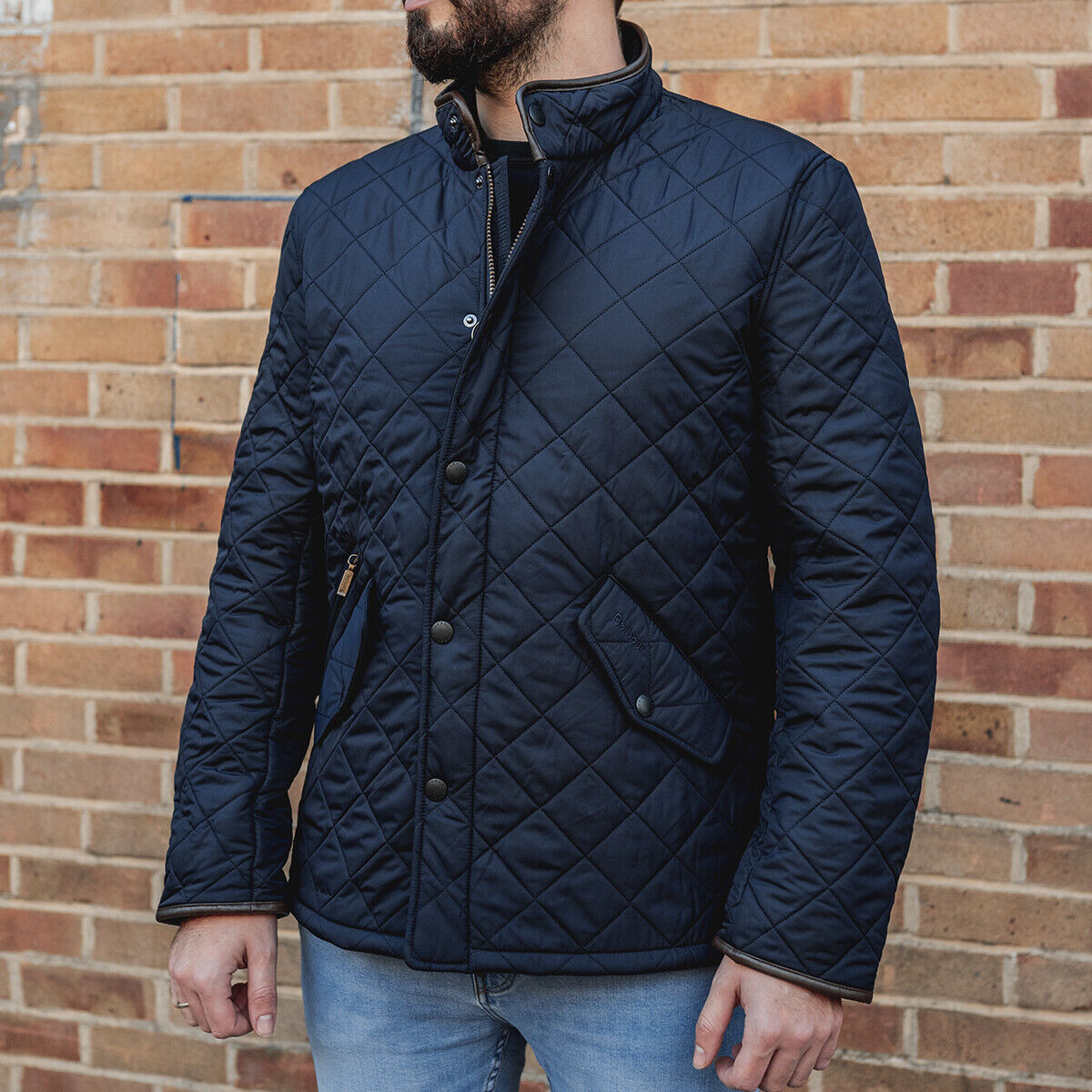 Barbour MQU0281 International Mens Powell Quilted Jacket In Navy Sizes ...