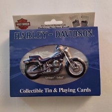 Harley-Davidson Collectible Tin & Playing Cards Springer Softail Embossed NEW