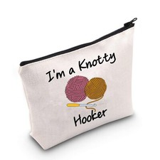 Yarn Crocheter Gift Funny Crochet Cosmetic Bag Crocheting Bag I'm A Knotty Ho...