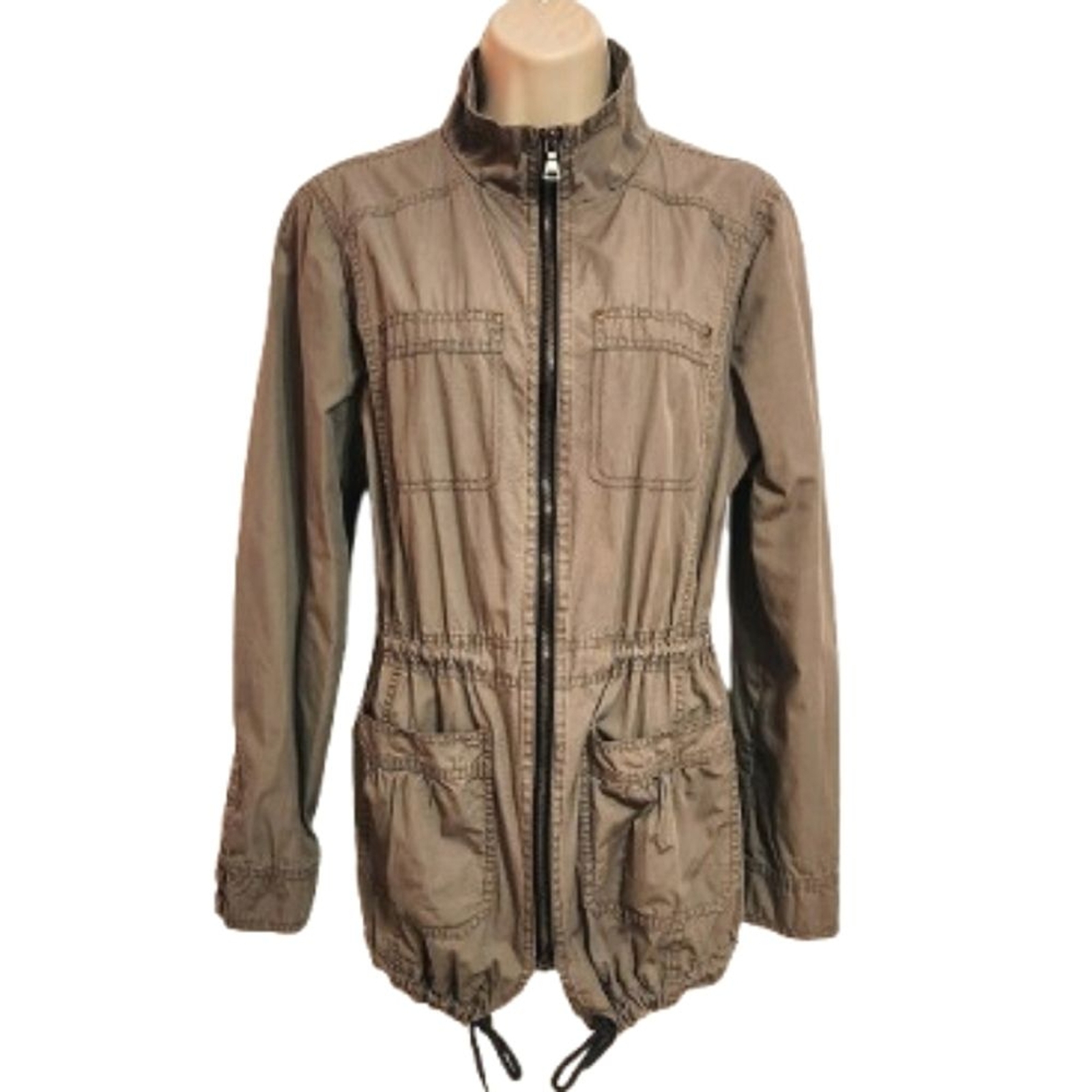 Express | Mock Neck Drawstring Zip Utility Lightw… - image 1