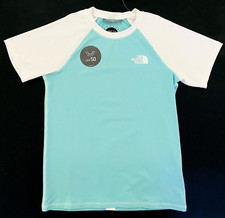 The North Face Girls Large S/S Mint Blue FlashDry UPF 50 Amphibious Tee