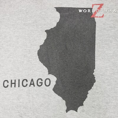 2013 World War Z Chicago Movie Promo T Shirt Double Sided Zombies