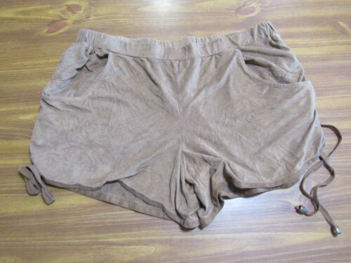 Wrangler Shorts Womens Size XL Faux Suede Brown Tan Lace Up Stretch High Rise - Picture 1 of 8