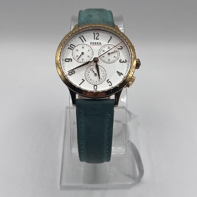 Fossil‎ Abilene Chronograph Teal Leather Strap Watch CH3089- New Battery! Fossil Abilene Chronograph Teal Leather Strap Watch CH3089  main image 3