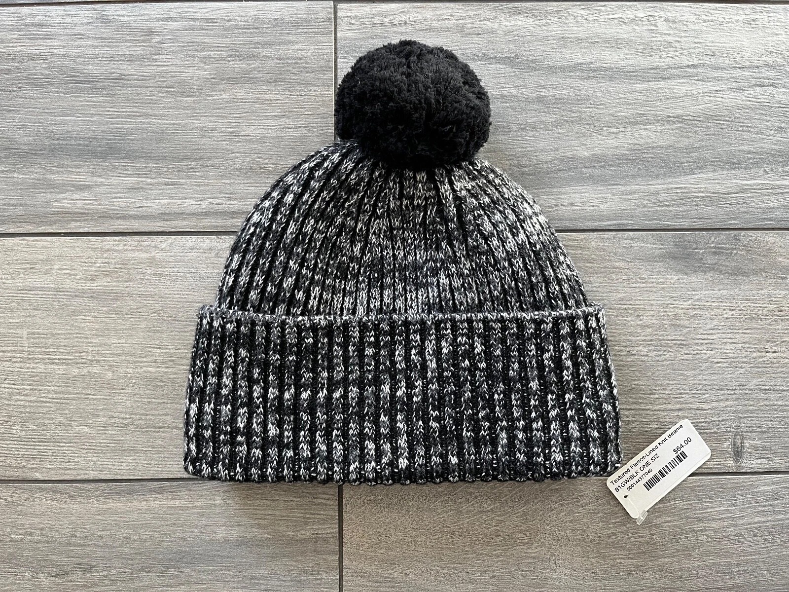 LULULEMON TEXTURED FLEECE LINED KNIT BEANIE, BLACK, NWT $64, OS