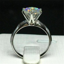 Solitaire Engagement Ring 2.00Ct Round Cut Moissanite White Gold Finish Size 5.5