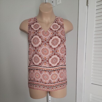 Tabitha Webb Women's Shirt Blouse ~ Sz L ~ Paisley ~ Pink ~Sleeveless