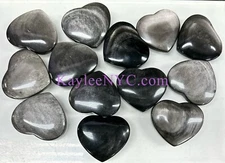 Wholesale Lot 2 Lbs Natural Silver Sheen Obsidian Crystal Heart Healing