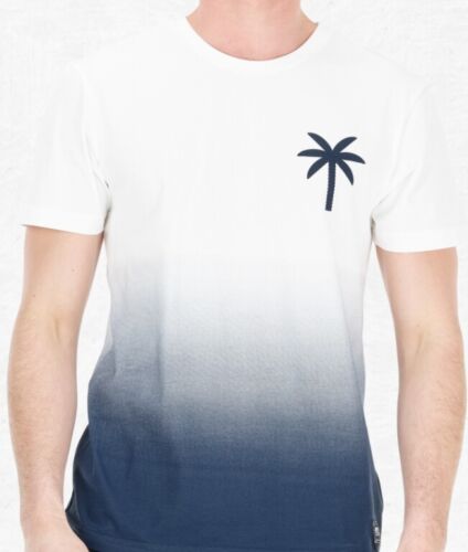 T-shirt uomo abbigliamento biologico immagine tramonto bianco/blu scuro org. Cotone NUOVO - Foto 1 di 1