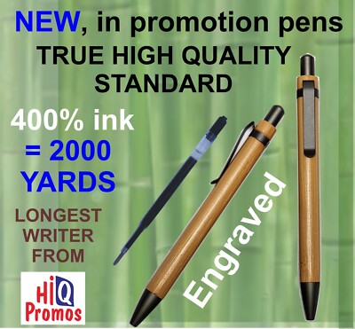 HiQ Bamb01 Natural Bamboo Custom Pen, Custom Engraved, Set of 100