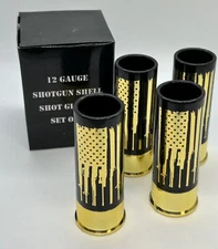 Old Southern Brass 12 Gauge Novelty USA Flag Cartridge Shot Glass Set, 4 Piece 