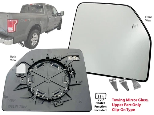 Passenger Side Upper Heated Towing Mirror Glass for 2015-2022 F-150 & Super Duty