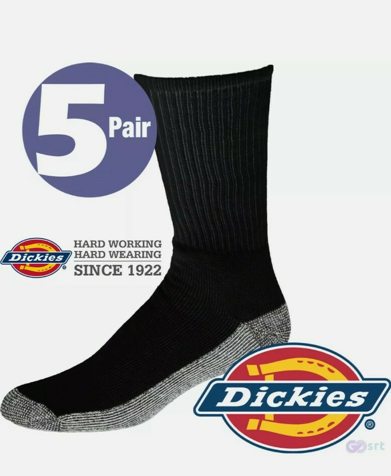 New Men's Black Work Socks 5 Pack Dickies Performance Dri-Tech