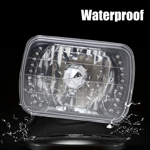 Pair 7x6" 5x7" Inch Red LED Headlight Fit Chevy Express Cargo Van 1500 2500 3500 - Picture 4 of 9