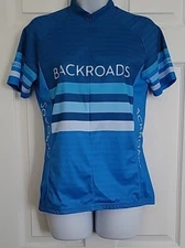 Louis Garneau Backroads Short Sleeve Cycling Jersey Womens Size S Blue 1/2 Zip