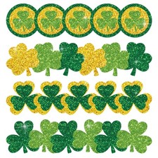 59 Ft St. Patrick's Day Bulletin Board Borders Glitter Green Gold Shamrock Self-