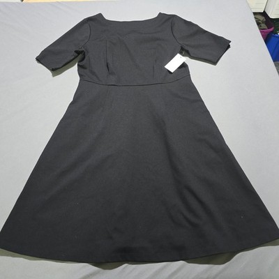 new Croft & Barrow Dress Womens Large Black Short Sleeve Fit Flare Pockets