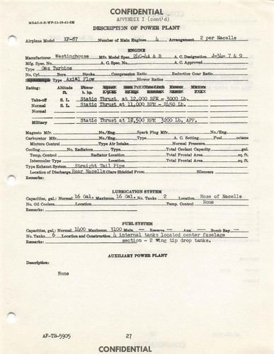 1949 CURTISS-WRIGHT XF-87,A/XRF-87,C INSPECTION,TEST,ACCEPTANCE FINAL REPORT-CD - Picture 4 of 7