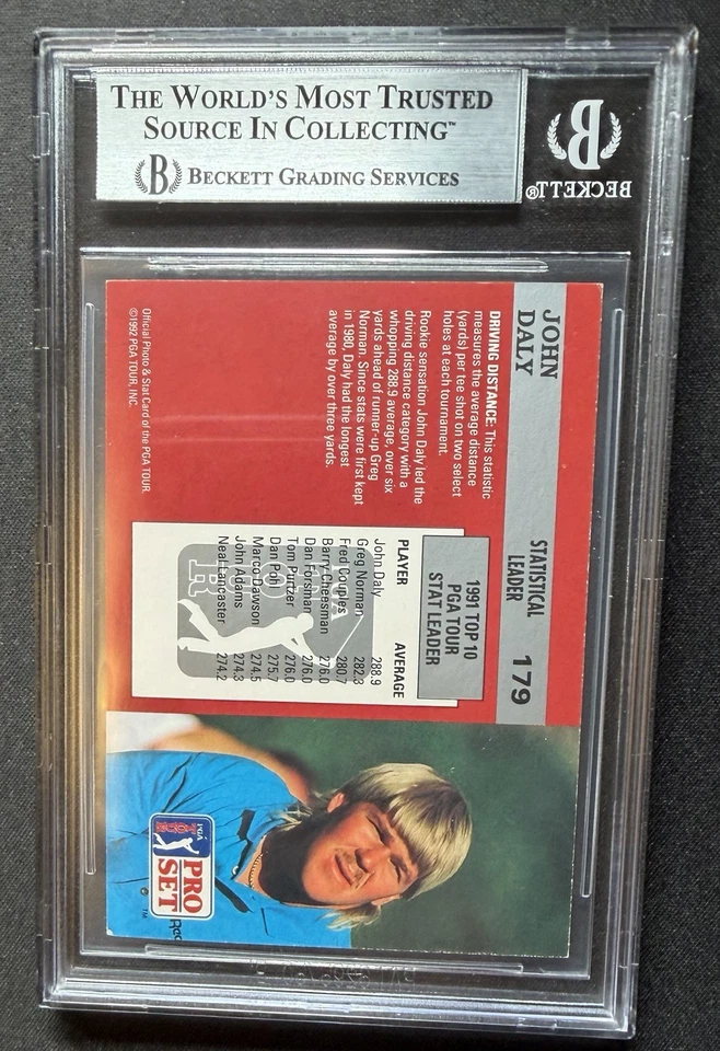 JOHN DALY AUTOGRAFIADO 1992 PRO SET TARJETA COLECCIONABLE DE GOLF FIRMADA AUTO BECKETT BGS BAS Foto 2 de 2