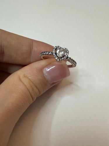 Pandora Elevated Heart Ring with Clear CZ 925 ALE 198421C01 Ring Size 7