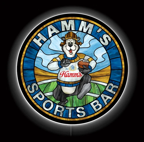 Backlit LED Sign-Hamm's Beer Football 23-in High x 23-in Wide Vintage/Retro Sign