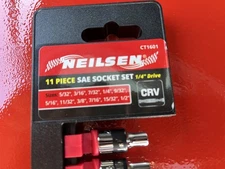 11pc 1/4" DRIVE SAE SOCKET SET by NEILSEN TOOLS 5/32" to 1/2" A/F single hex