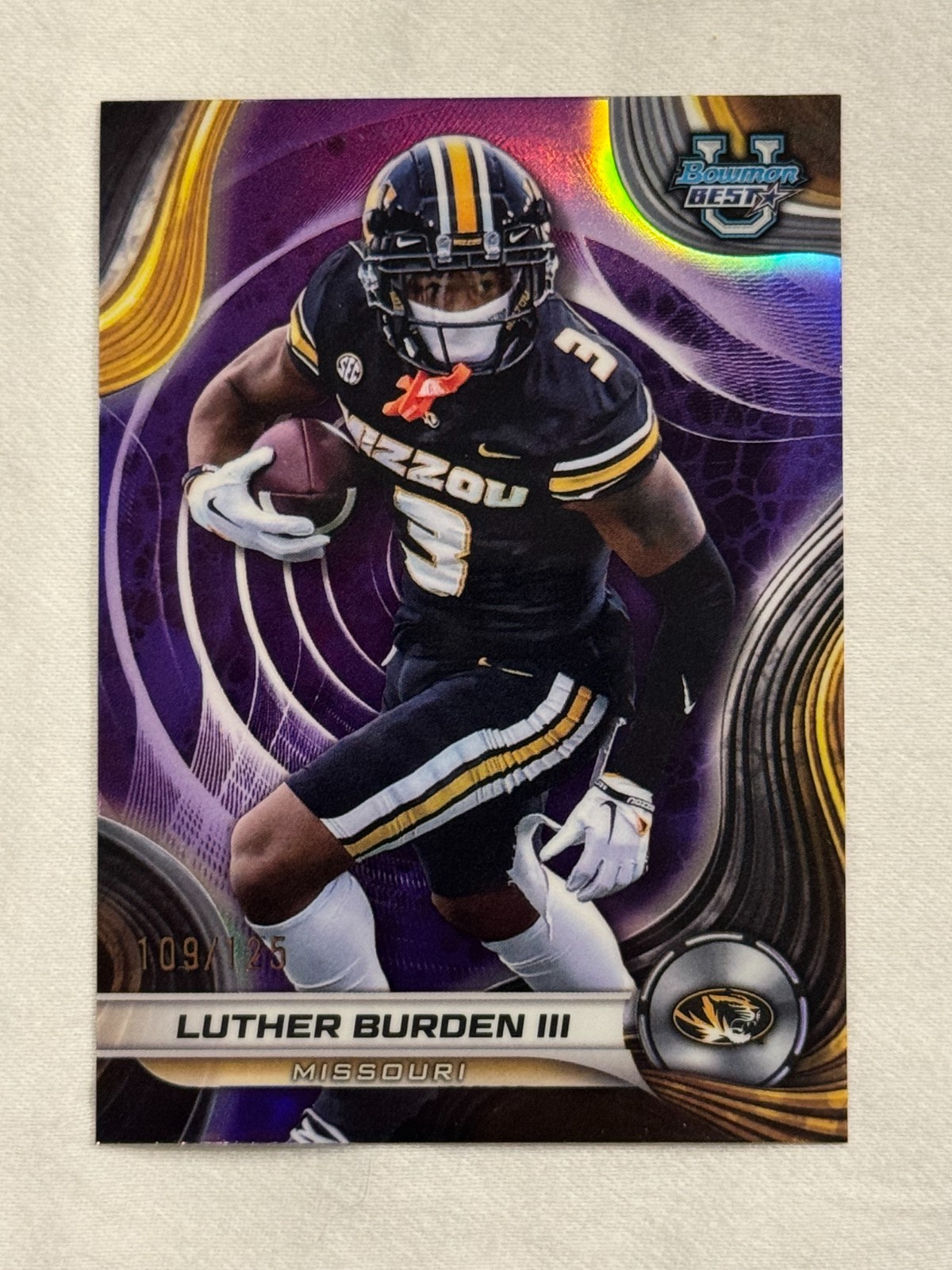 2024 Bowman University's Best Luther Burden III Purple Refractor /125 Missouri