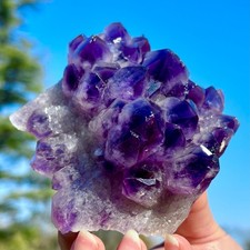 474G Grappolo di Ametista Naturale Cristallo di Quarzo Spina Minerale Esemplare Guarigione