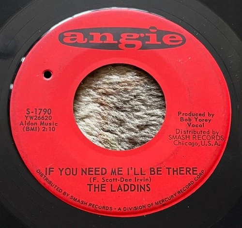 Sweet 1962 Doo-Wop 45 - THE LADDINS "I'll Kiss Your Teardrops Away" ANGIE #1790