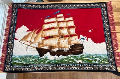 Vintage Schiff Wandteppich Stil Baumwolle Teppich Matte Wandbild Tischdecke Überwurf schneidig Sark