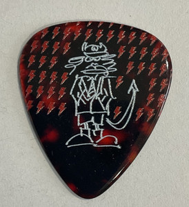 Angus Young ACDC PWR UP 2025 Tortoise Red Bolt Caricature Guitar Pick