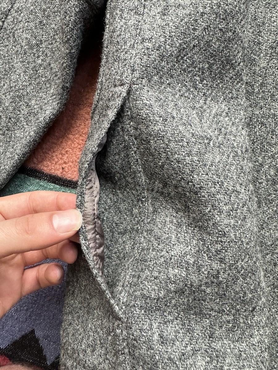 Vintage Harris Tweed Jacket Mens Medium Gray Knit Wool Button Up