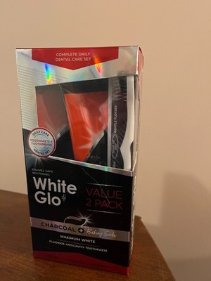 White Glo Toothpaste Charcoal Activated Deep Stain Remover Value Pack 2 x 5.2 oz