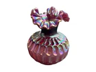 Vintage HTF Fenton Plum Purple Iridescent Thumbprint Ruffled Top Vase Signed 7”