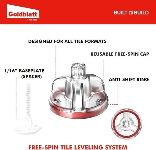 Goldblatt 250pcs 1/16" Tile Spacers&100pcs Free-Spin Reusable Caps Tile Leveling - Image 3 of 4