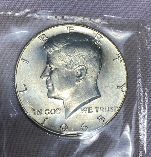 Uncirculated 1965 kennedy half dollar from mint set - 40% Silver