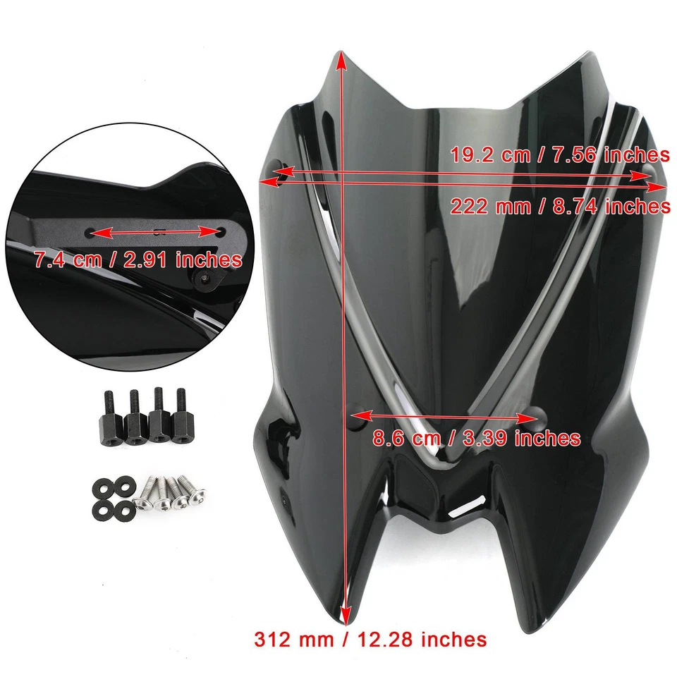 Windshield Windscreen Wind Shield Protector for KAWASAKI Z650 20+ Black - Image 3 of 4
