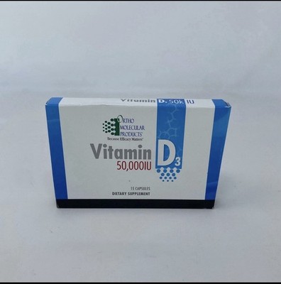 Ortho Molecular Vitamin D3 50,000 IU, 15 Capsules, Blue/White Box EXP 05/26
