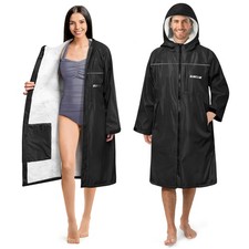 Adult Swim Parka Warm Sherpa Hooded Water Resistant for Swimming Surf Men Women