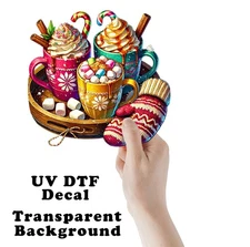 Colorful Hot Cocoa TrayUV DTF Transparent Sticker / Decal