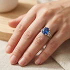 Pristine Royal Blue Sapphire 8.40Ct 925 Sterling Silver White Gold Handmade Ring